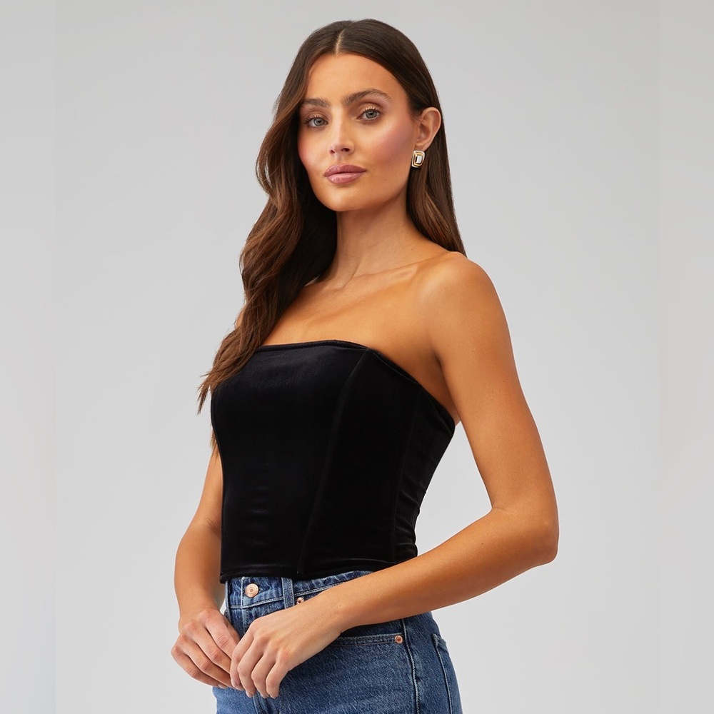 Steve Madden Nikko Green Velvet Corset Top
